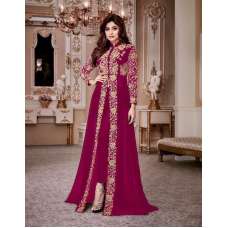 PINK BURGUNDY PAKISTANI DESIGNER SLIT STYLE ANARKALI SUIT 