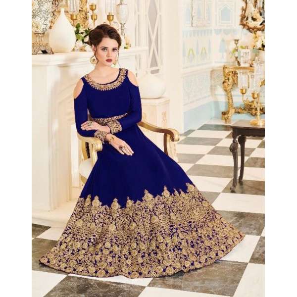 NAVY BLUE INDIAN & PAKISTANI BRIDAL WEDDING WEAR ANARKALI SUIT 
