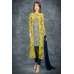 Navy Blue & Sunlight Yellow Georgette Jacket Suit