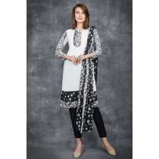 BRILLIANT WHITE & BLACK PRINTED SALWAR KAMEEZ