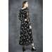 Jet Black Floral Printed Flow Circular Dress