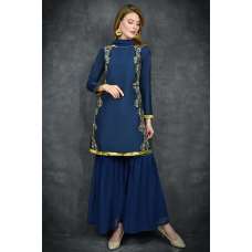 Navy Blazer Indian Party Wear Stitched Gharara Outfit