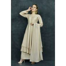 Beige Traditional Palazzo Style Readymade Suit