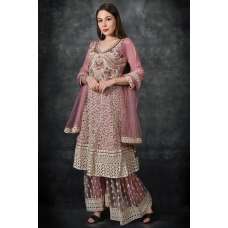 Rose Tan Embroidered Frock & Gharara Suit