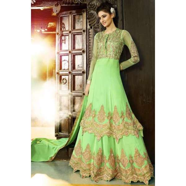  Light Green Designer Dress Maxi Gown  