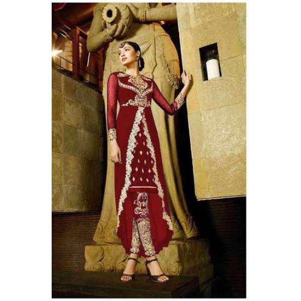 9104-A MAROON AAFREEN ADAA DESIGNER PANT STYLE SUIT