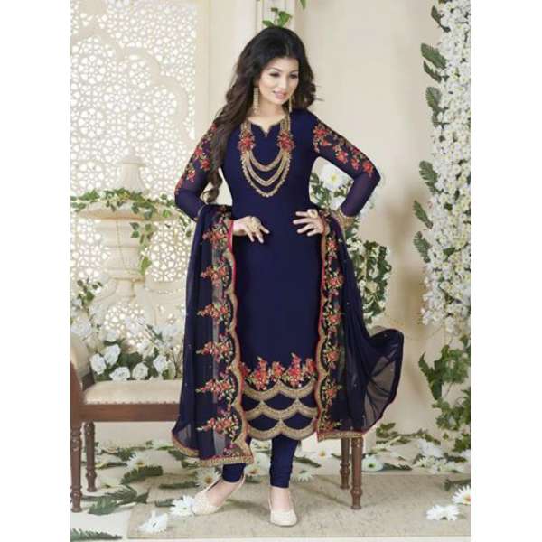 Navy Blue Indian Wedding Suit Heavy Embellished Salwar Suit