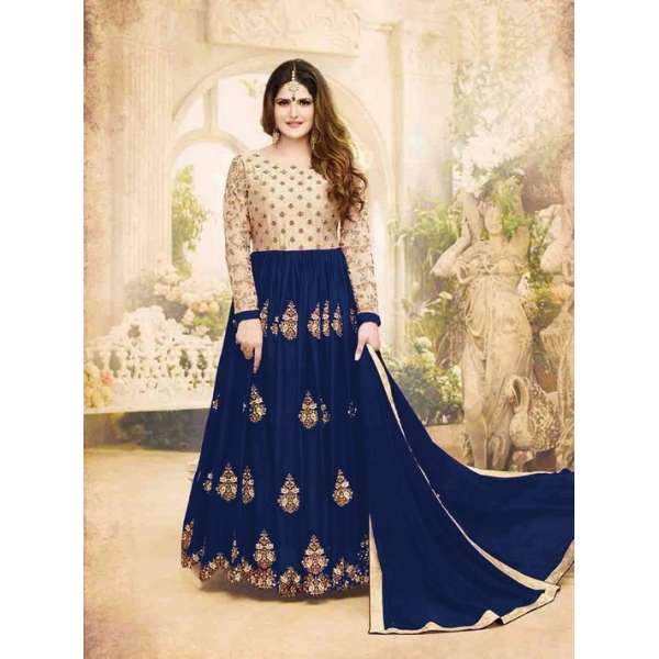 Royal Blue Wedding Party Anarkali Gown Maxi Dress