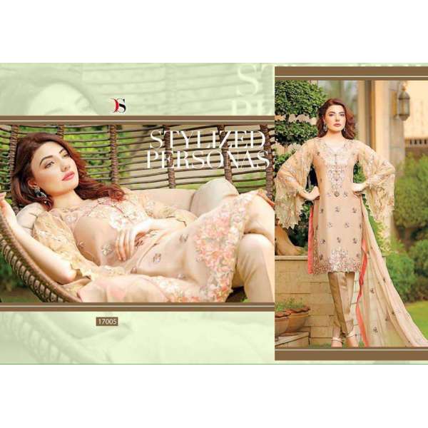 ZDS17005 LIGHT BROWN BAROQUE 2 BY DEEPSY GEORGETTE PAKISTANI STYLE SUIT