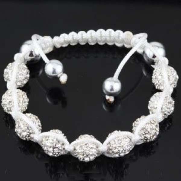 GORGEOUS WHITE SILVER CRYSTAL BALL BRACELET
