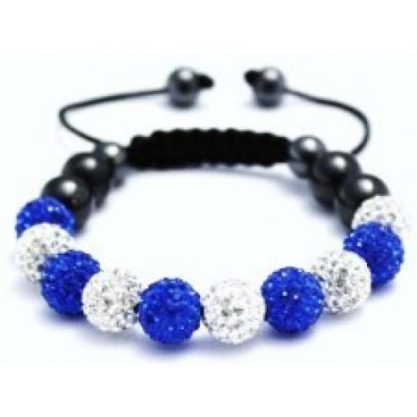 NEW BLUE & WHITE CRYSTAL BALL BRACELET