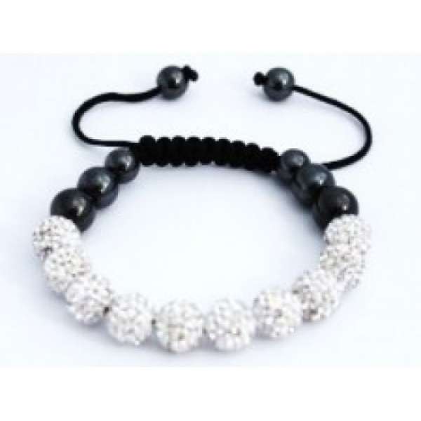 NEW WHITE/SILVER CRYSTAL BALL BRACELET WITHOUT STRING