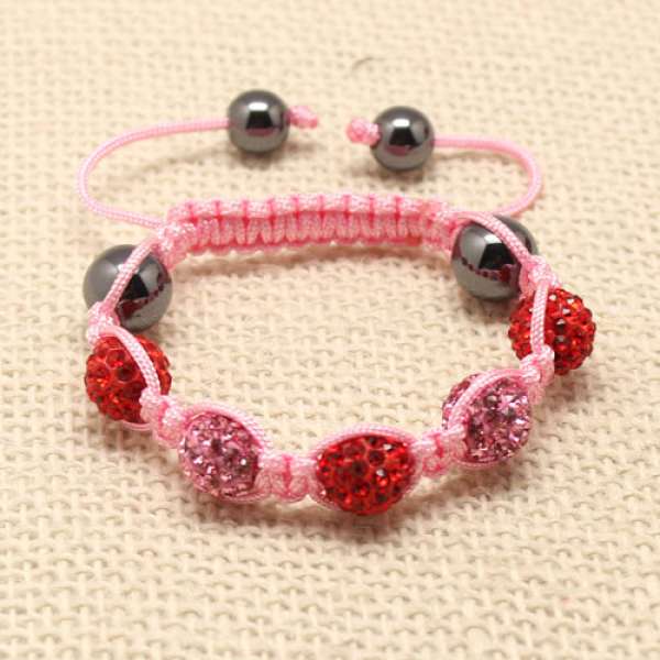 CHILDREN CRYSTAL BALL BRACELET (6 COLOURS, WHITE/PINK/ THREADED)