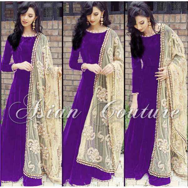 Purple Anarkali Dress Maxi Gown 