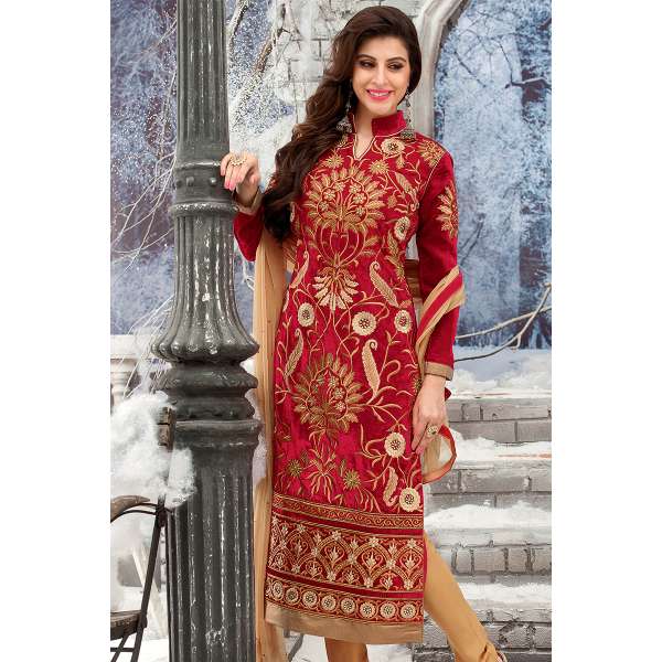 Red RIVAA DESIGNER VELVET DRESS