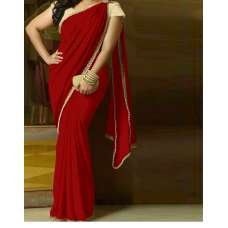 Z1 Stunning Georgette Pearl Embroidered Saree with heavy pearl blouse 
