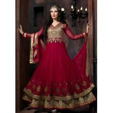 4301 RED "CELEBRITY ISSUE” FLOOR LENGTH EMBROIDERED ANARKALI SUIT