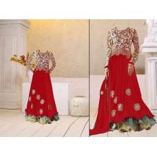Fiesta Red Georgette Floor Length Anarkali Dress