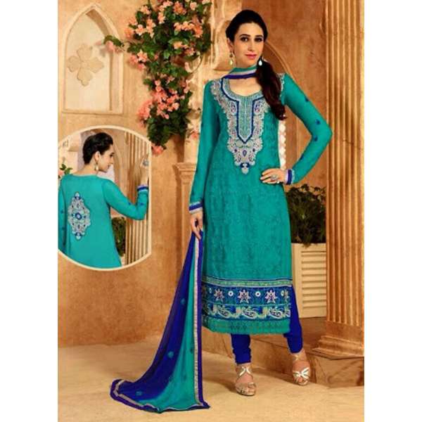 Sea Green KARISHMA GEORGETTE LONG LENGTH STRAIGHT SUITS