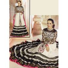 White and Black AAFREEN PARTY WEAR GEORGETTE ANARKALI LONG DRESS