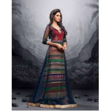 Red with Net Blue MAISHA MASKEEN ADDICTION Designer Anarkali Suit