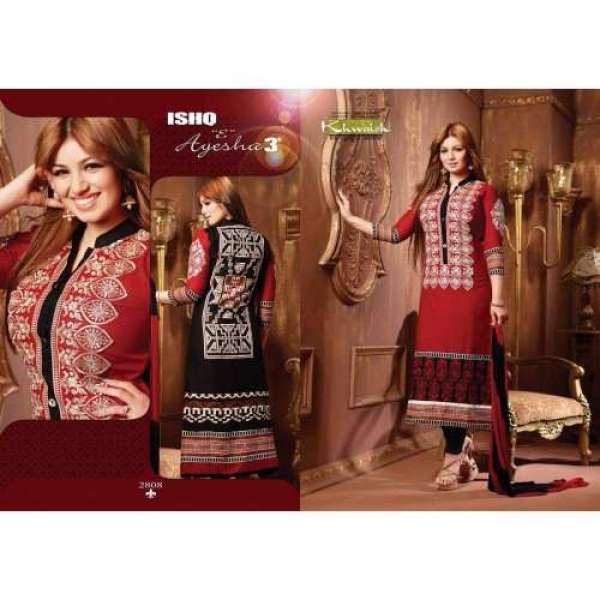 Red and Black AYESHA TAKIA PARTY WEAR ISHQ-E-AYESHA 3 SHALWAR KAMEEZ
