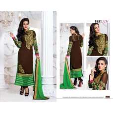 Dark Brown and Green "HOTLADY" BY MEHZABI PARTY WEAR LONG STRAIGHT SALWAR KAMEEZ