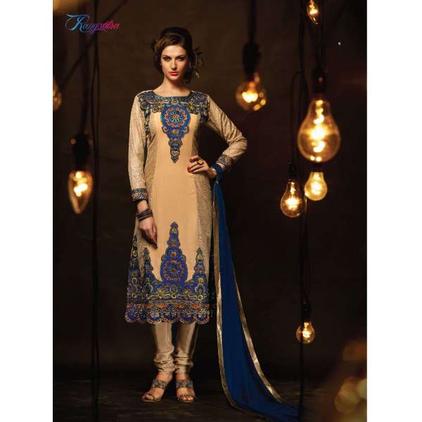 Peach RANGSUTRA PARTY WEAR GEORGETTE CHURIDAR LONG SALWAR SUIT