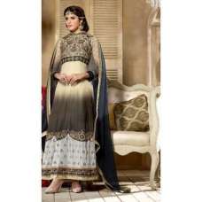 Beige and Black SHABANA BY SAINX DESIGNER WEAR ANARKALI