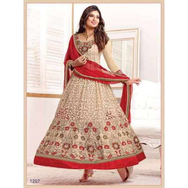 Golden Red SAINX-BEAUTY HOT WEDDING WEAR HEAVY EMBROIDERED DRESS