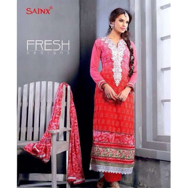 Pinkish Red SAJEELE BY SAINX PARTY WEAR SHALWAR KAMEEZ 