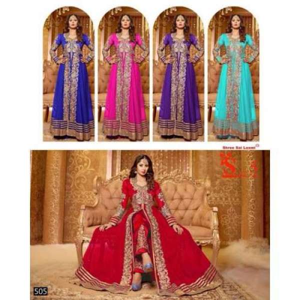 Red BEAUTY FLOOR LENGTH DESIGNER WEAR DRESS