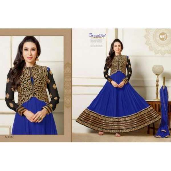 Blue and Gold KARISHMA KAPOOR ELIZA 5 HEAVY EMBROIDERED DRESS