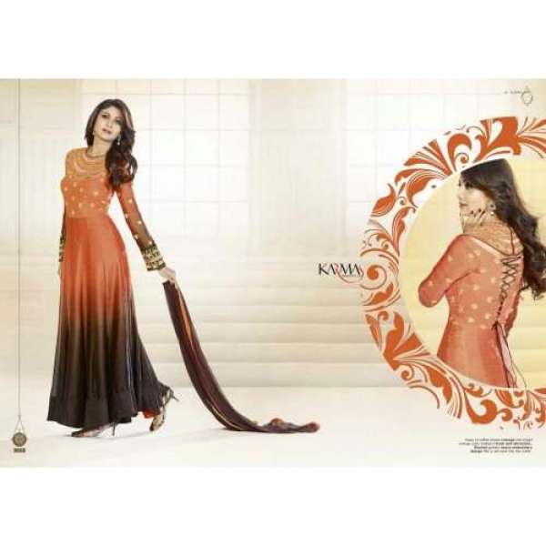 Black and Brown FLORAL KARMA DESIGNER WEAR DRESS