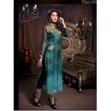 ZM20007 Blue Green With Black M20007 Maisha Maskeen Dress