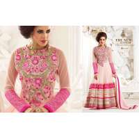 Rose Quartz Pink Safeena Nett and Georgette Party Wear Anarkali