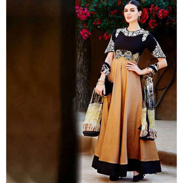 Bold Brown and Black Heer By Kimora GEORGETTE Anarkali Suit