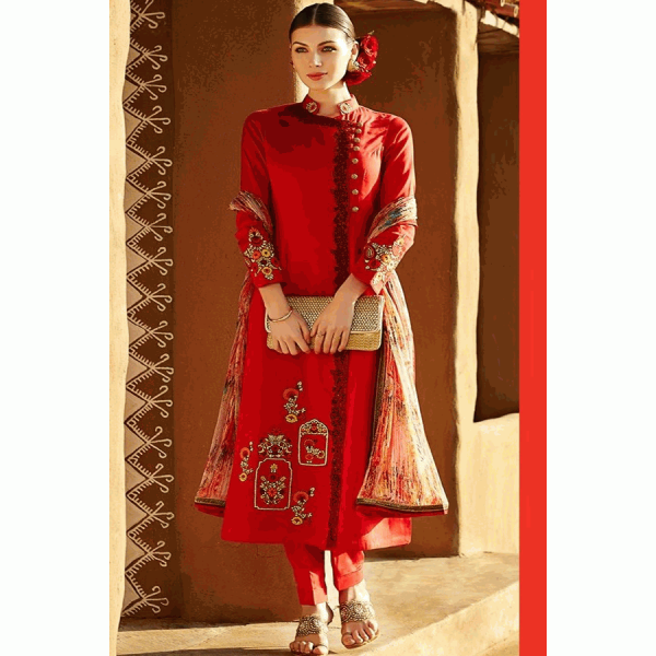 Red Heer By Kimora GEORGETTE Anarkali Suit
