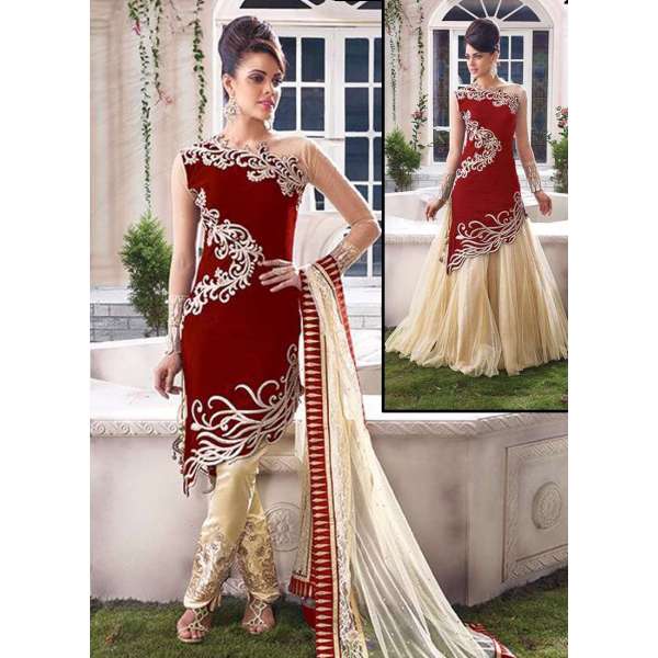 Samba Red and Gold ZOYA EMPRESS SPLASH VELVET LENGHAS DRESSES (original)