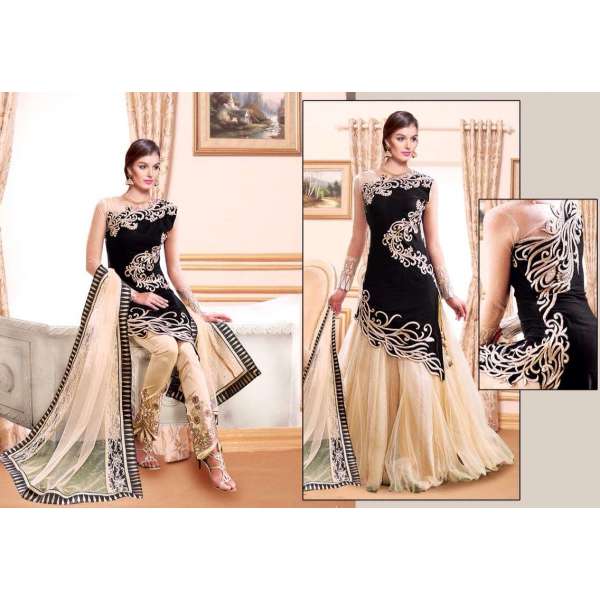 Black Z PLUS DETAILED EMBROIDERED WEDDING WEAR LENGHAS