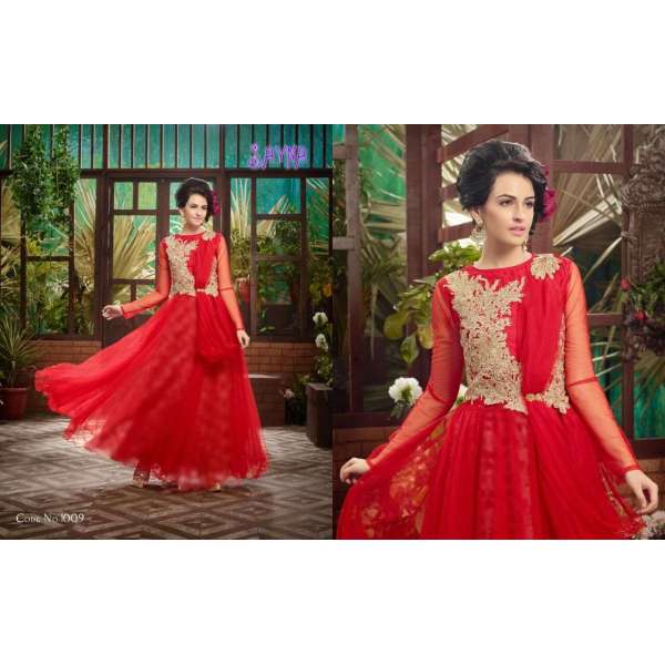 Red SAYNA ADA WEDDING WEAR HEAVY EMBROIDERED GOWN