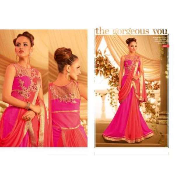 Pink and Gold GOWNS 2 WEDDING WEAR HEAVY EMBROIDERED GOWN