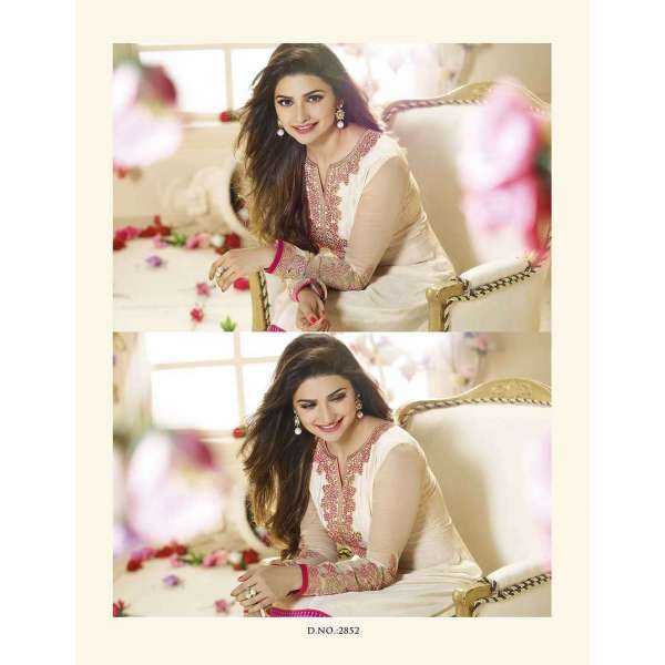 SLK2852 - Pink and White Kaseesh Silkina Royal Crepe 3 Salwar Kameez Suit