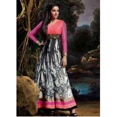Black & Pink Printed Indian Anarkali Suit 