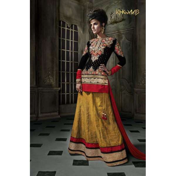 Black & Yellow Lehenga Choli Indian Wedding Dress