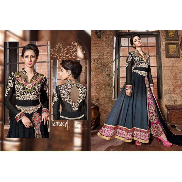 Black Z9072 Z Plus Anarkali Style Salwar Kameez Suit