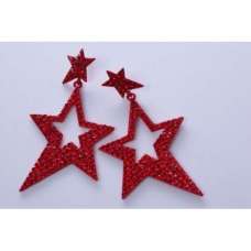 BEAUTIFUL RED STAR DESIGN DANGLING EARRINGS