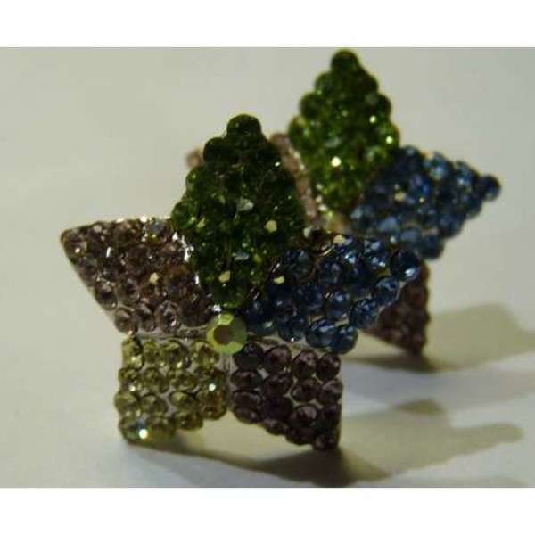 DESIGNER STYLE MULTI COLOURED STAR SHAPE CRYSTAL EARRINGS