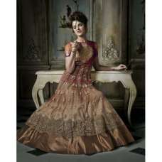 Gold Brown with Red Khwaab Aura wedding Anarkali Gowns (KH-8004)
