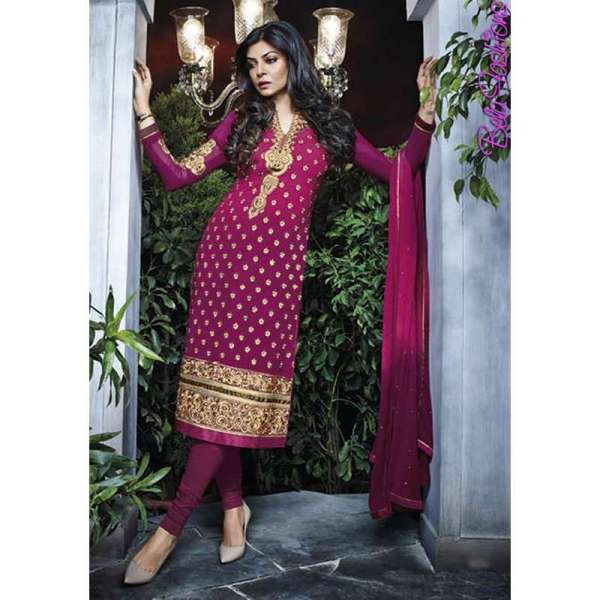 Purple Casual Salwar Suit Indian Semi Stitched Dress